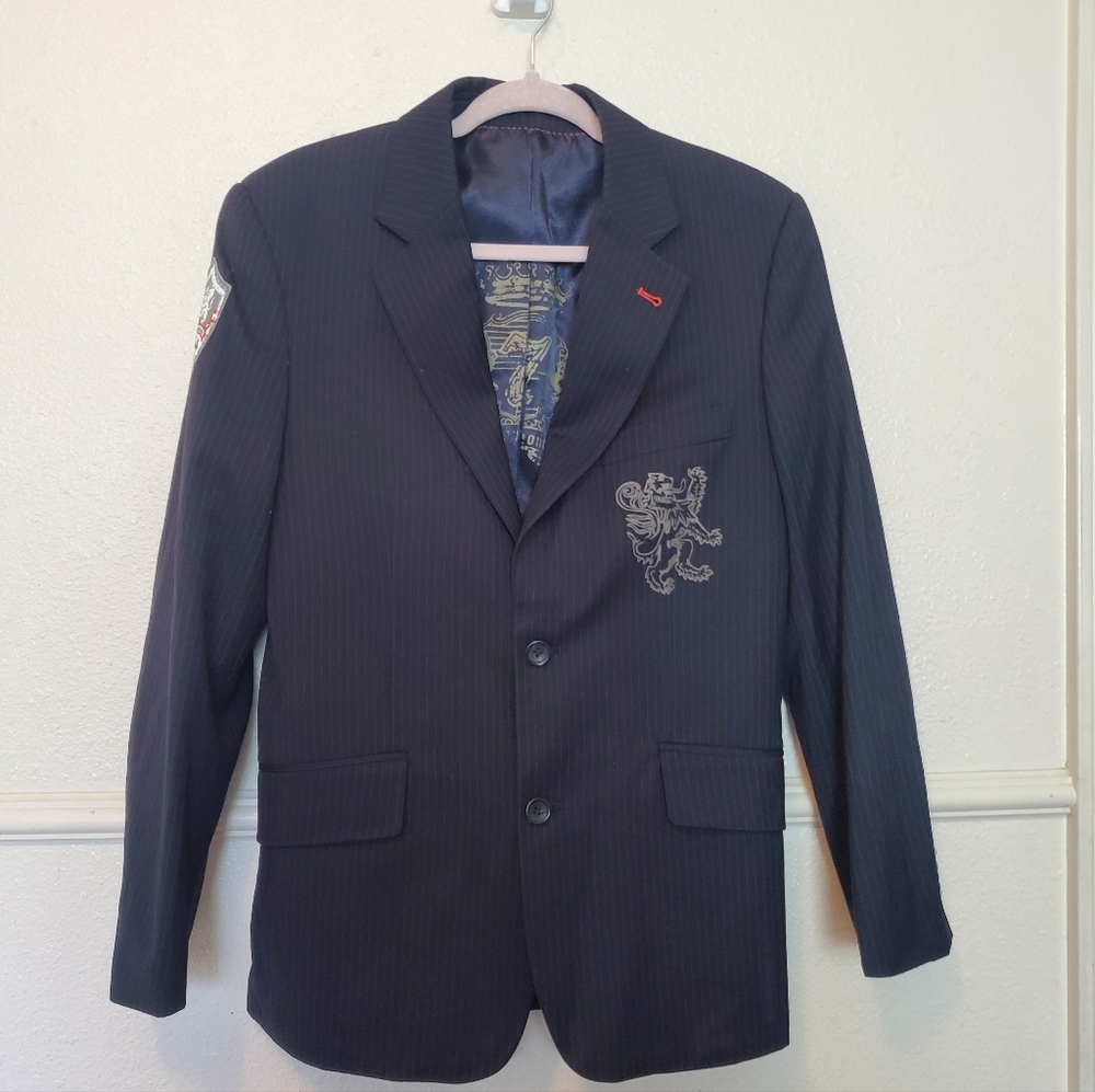 7 Diamonds Blazer Harry Potter Gray and Red Crest Patch‎ Sz S